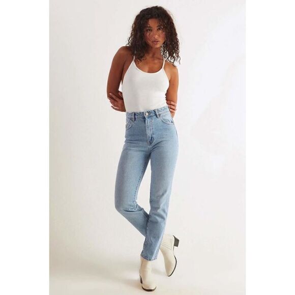 NWT ROLLA'S X SOFIA RICHIE Dusters High Rise Slim Straight Jeans in Old Stone - Picture 7 of 16